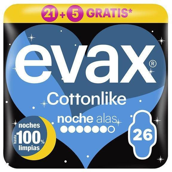 Evax Cottonlike Nacht Damen Binden mit Flügeln, 26 St. - Bild 1