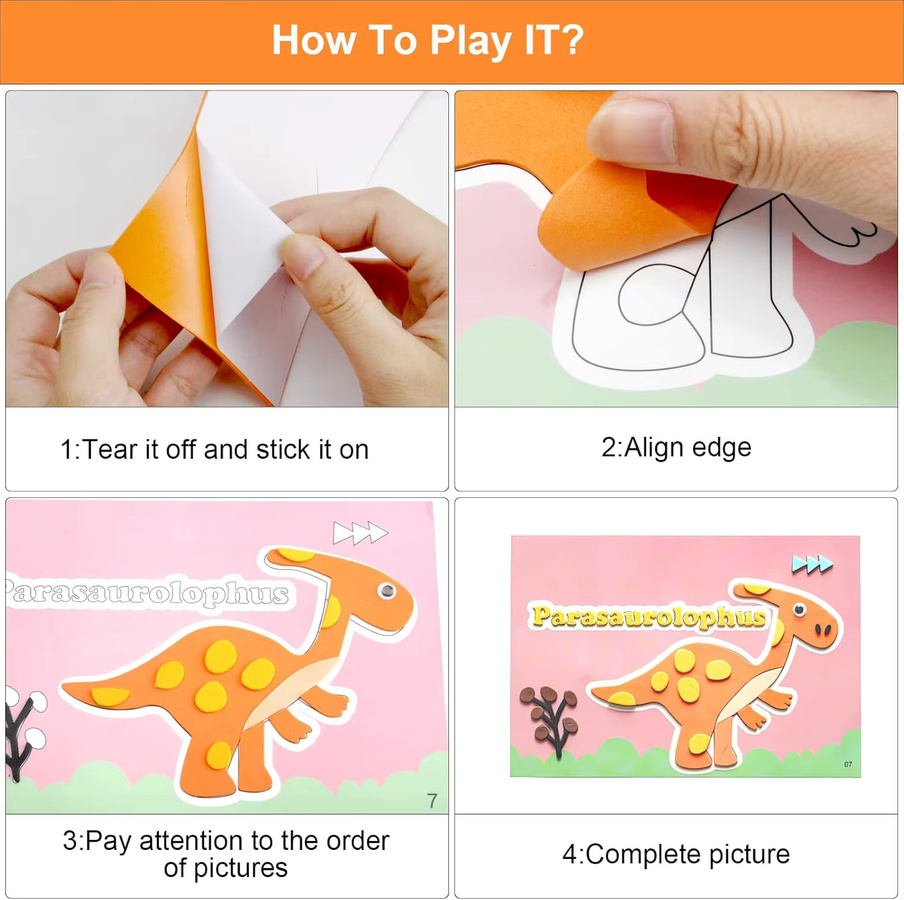 SONGYI Dinosaurier 3D EVA-Schaumstoff-Aufkleber-Puzzle-Spiel, Lernspielzeug, Set - Bild 2