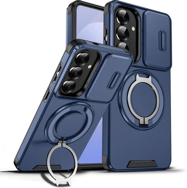 Magnetische Armor Schutzhülle für Samsung Galaxy S26 Ultra Plus S25 S24 S23 Ultra Plus FE S26 Edge S23FE mit Schiebeobjektivschutz in Blau - Bild 1