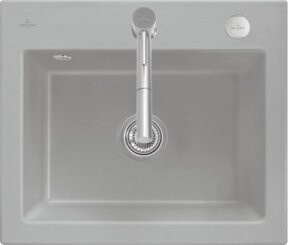 Villeroy & Boch Spüle Subway 60 S mit Ablagegarnitur und Exzenter in Fossil Grau aus CeramicPlus Keramik - Bild 1