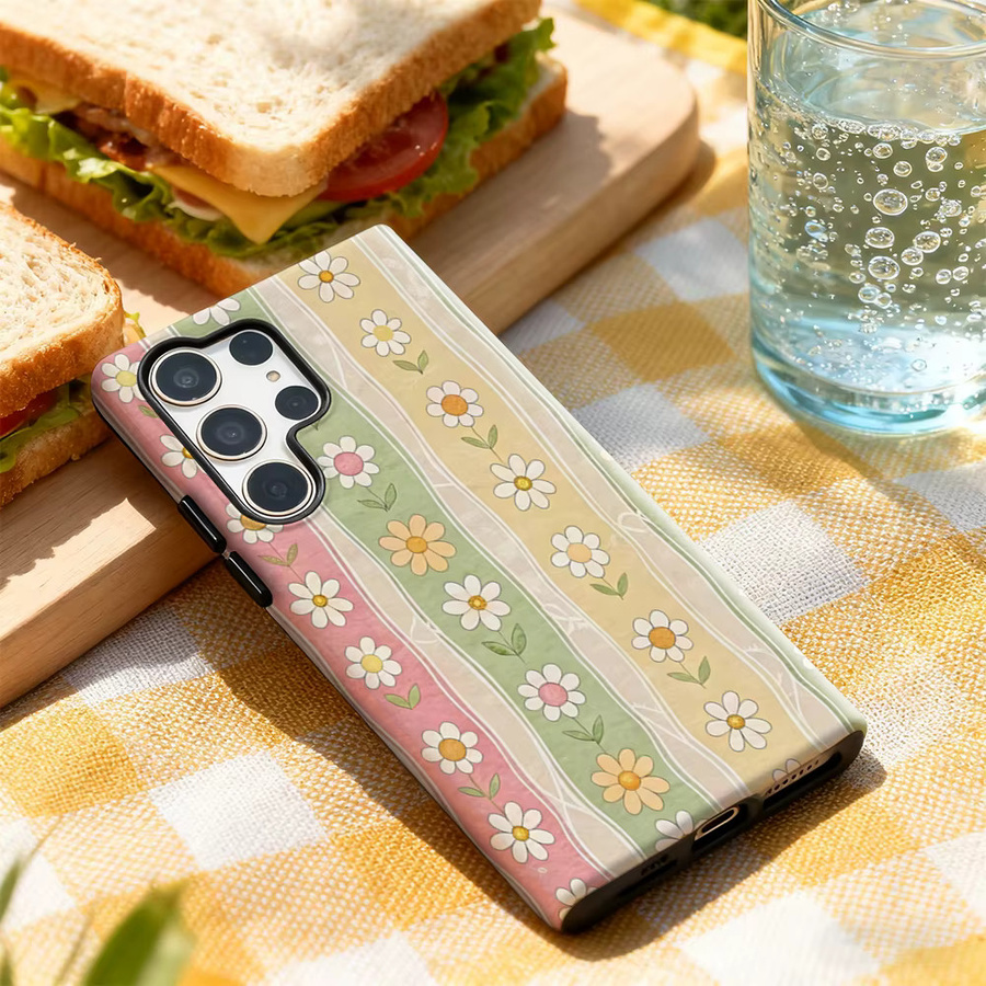 Daisy Lines Handyhülle für Samsung Galaxy S25 Ultra, S24 und S23 Ultra Plus mit glänzender doppellagiger Rückseite in Multicolour - Bild 2