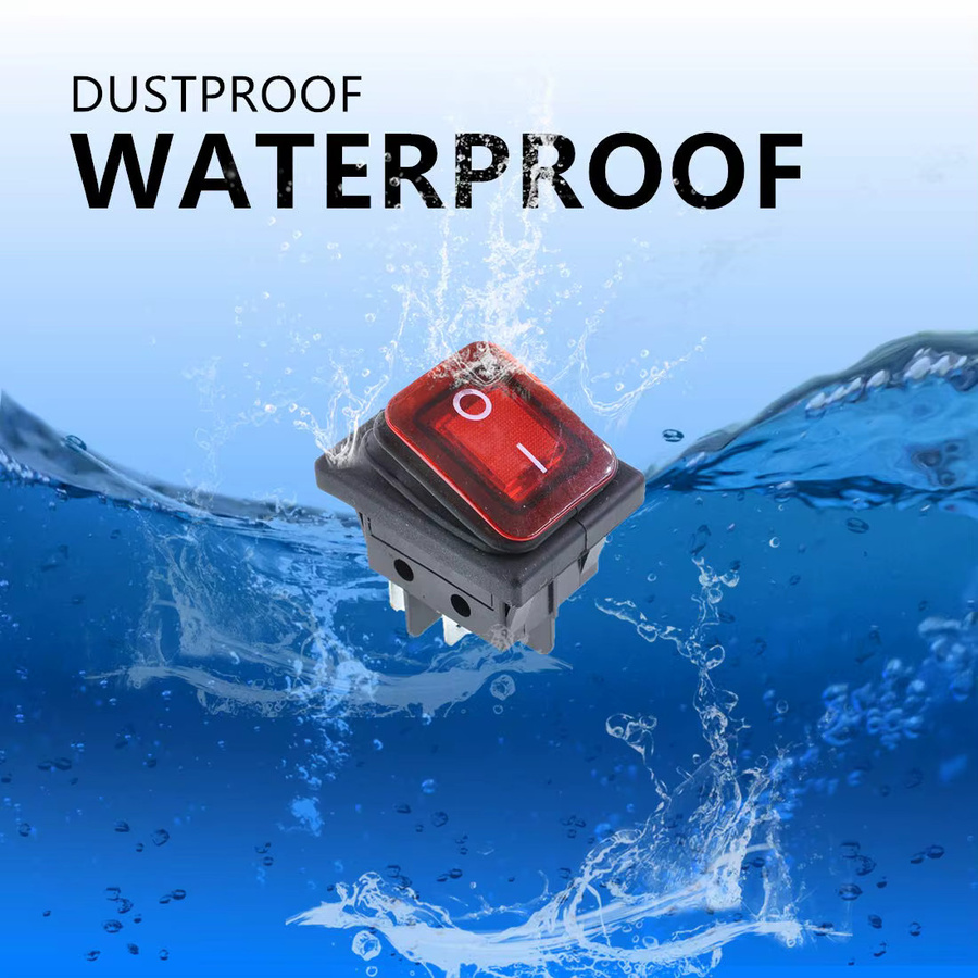 AOKIN 2er Set Wasserdichter Bootstyp Wippschalter KCD4 DPST 6A 250V 4 Pin 2 Position ON-Off Mini Wippschalter - Bild 1