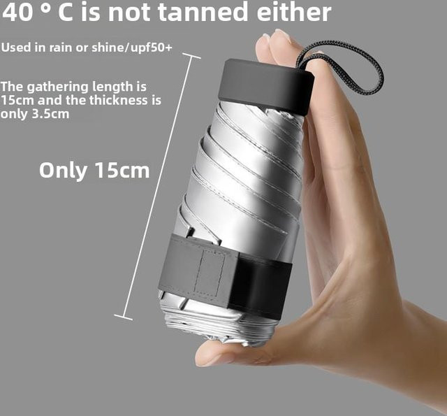 Iron&6K Sonnenschirm in Titansilber mit UV-Schutz 50+ zum Falten in Kapselform - Bild 1