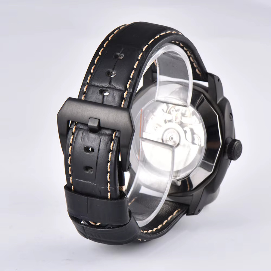 Dwayne Campbell Armbanduhr, Leder, Saphirglas, 43 mm, Herren, Schwarz - Bild 2