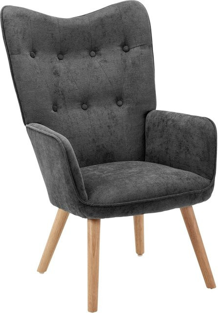 Bessagi Home Sessel Natalie in Dunkelgrau mit Armlehnen und modernem Design - Bild 1