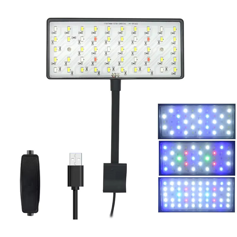 TUNFAN USB-Aquarium-LED-Licht mit vollem Spektrum, 8W dimmbare Wachstumslampe für Wasserpflanzen in Schwarz - Bild 4