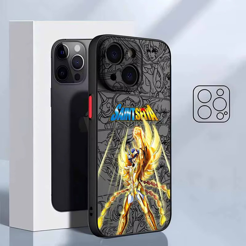 Saint Seiya Anime Handyhülle aus mattiertem Silikon für iPhone 17 16 15 14 13 12 Pro Max Plus Mini Transparent Multicolour - Bild 2