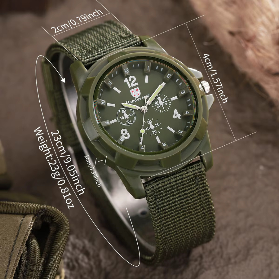 yolako Armbanduhr, Quarz, Textil/NATO, Schwarz, Herren - Bild 3