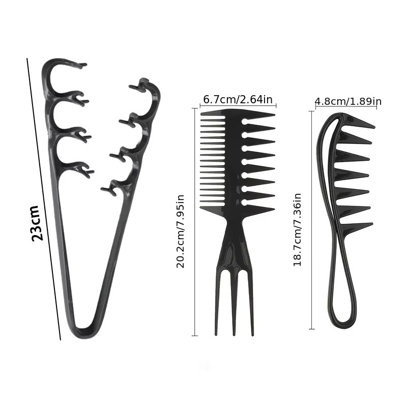 Kamm Set, 2/3 Stück, V-förmige und flache Kämme, Haar Styling Werkzeuge - Bild 2