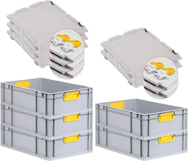 PROREGAL Spar Set 5x Eurobox Nextgen Color mit Scharnierdeckel und Schiebeschnappverschlüssen, Gelb, H x B x T: 17 x 40 x 60 cm - Bild 1