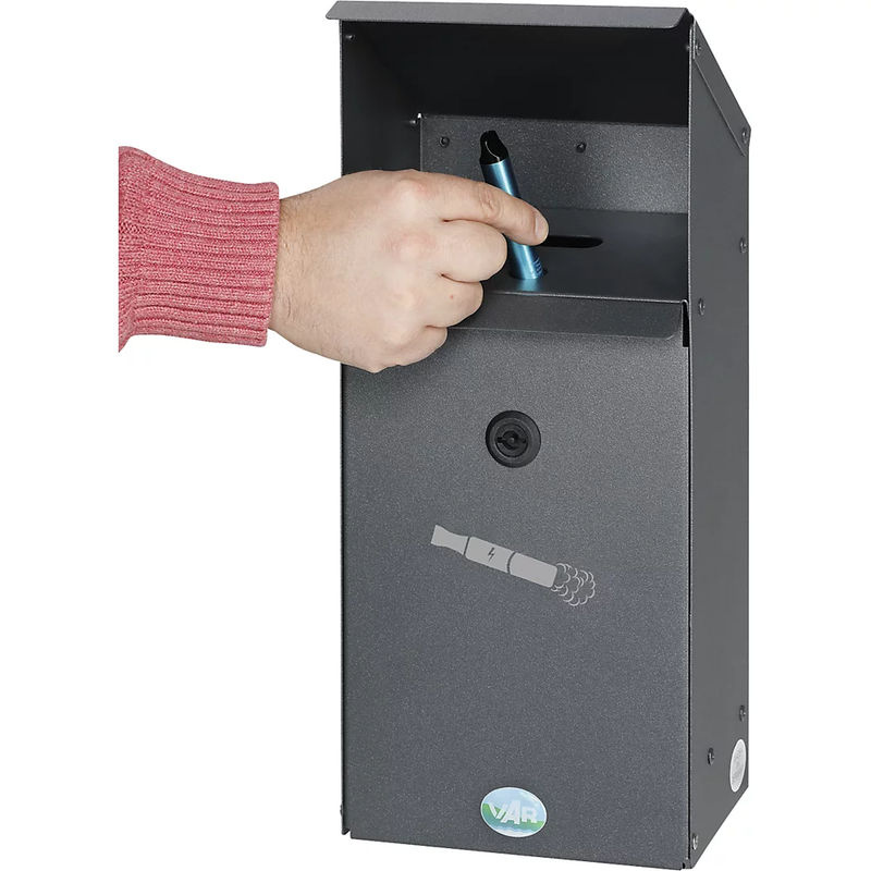 VAR Wandascher EZS 1 Wandaschenbecher aus Metall mit 3,7 l Inhalt in Eisenglimmer-Optik, Wandmontage, Grau/Silber/Schwarz - Bild 5