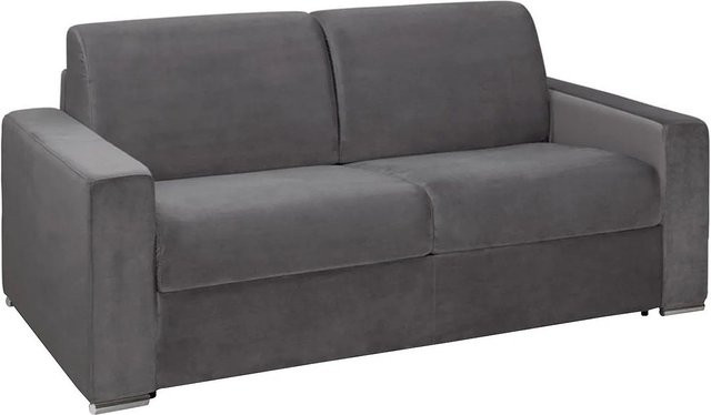 Vente-unique Schlafsofa Calito in Anthrazitgrau mit Samtbezug, Breite: 194 cm - Bild 1