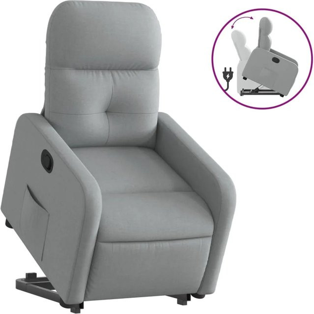 vidaXL Relaxsessel mit Aufstehhilfe Hellgrau aus Stoff Modell 21 - Bild 1
