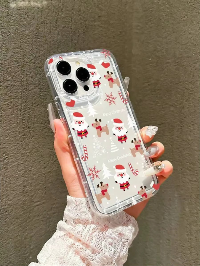 Transparente TPU-Handyhülle mit Weihnachtsmann-Muster für iPhone 11 bis iPhone 17 Pro Max, stoßfestes Design - Bild 3