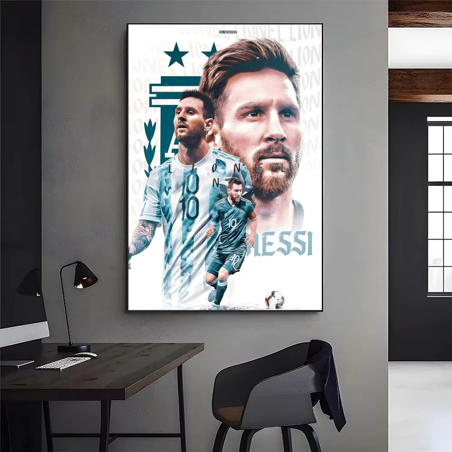 Wasserfester Wandaufkleber Lionel Messi Poster in Weiß und Multicolour, Rechteckiger Papieraufkleber zur Wanddekoration, B/H: 20 x 15 cm - Bild 3