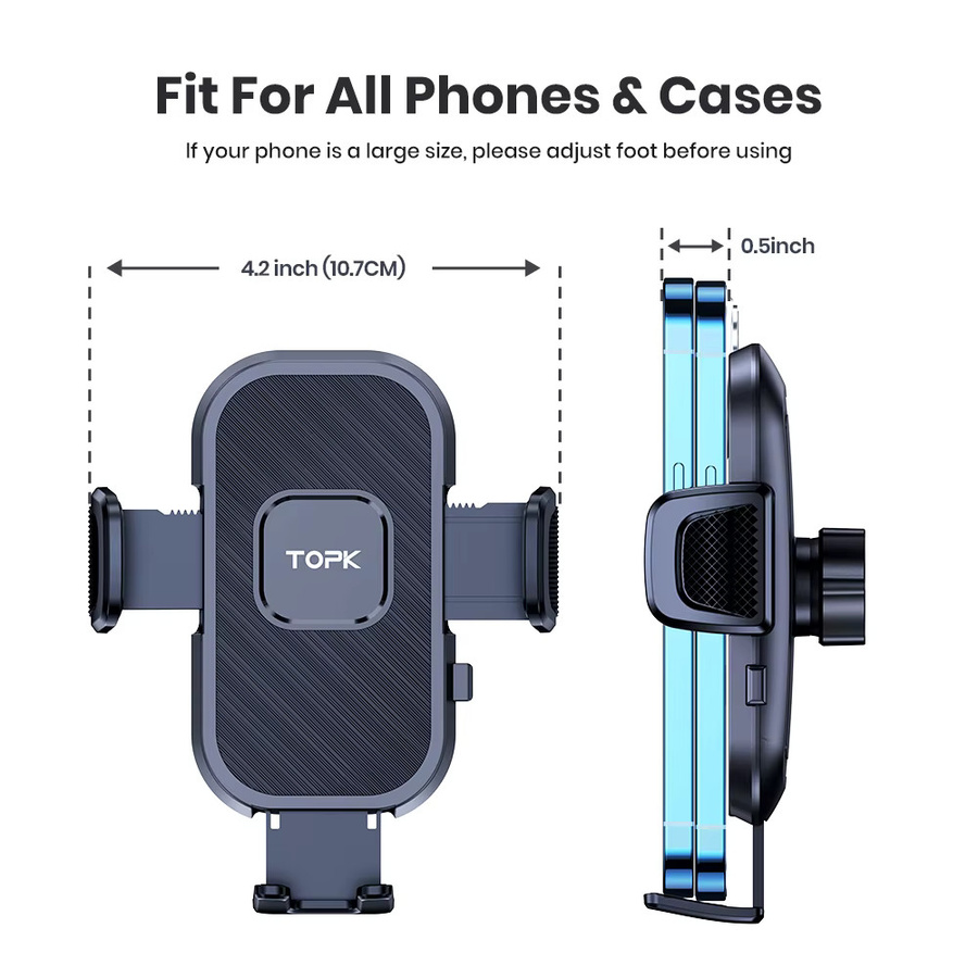 TOPK Autotelefonhalterung mit Metallhaken und Clip für die Lüftung, 360 Grad Rotation, Universal für iPhone, Schwarz - Bild 6