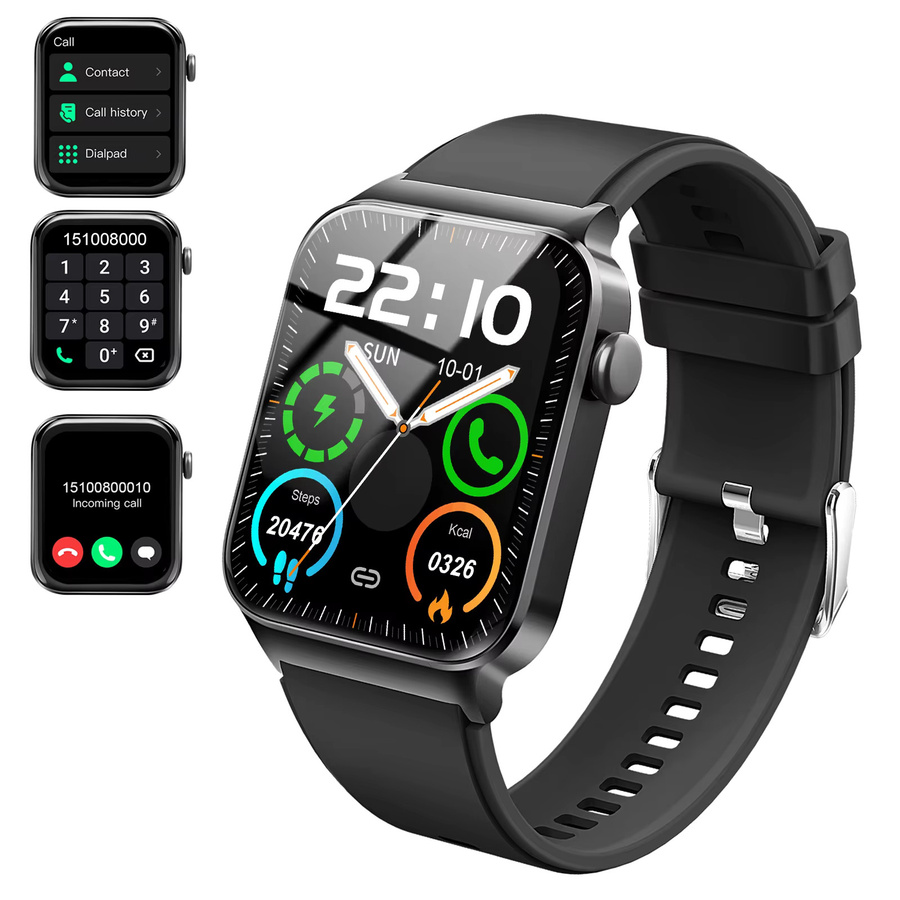 Kuizil Smartwatch, Schwarz, Silikon, 1,85 Zoll, Rechteckig - Bild 7