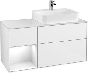 Villeroy & Boch Finion Waschtischunterschrank mit Abdeckplatte und Regal links in Weiß glänzend lackiert, Breite: 120 cm, Tiefe: 50,1 cm, Höhe: 50,1 cm - Bild 1