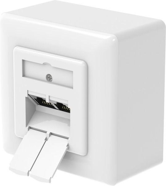 Hama Netzwerkdose CAT-6a mit 2 Ports für 10 Gbit/s, geschirmt, Weiß - Bild 1