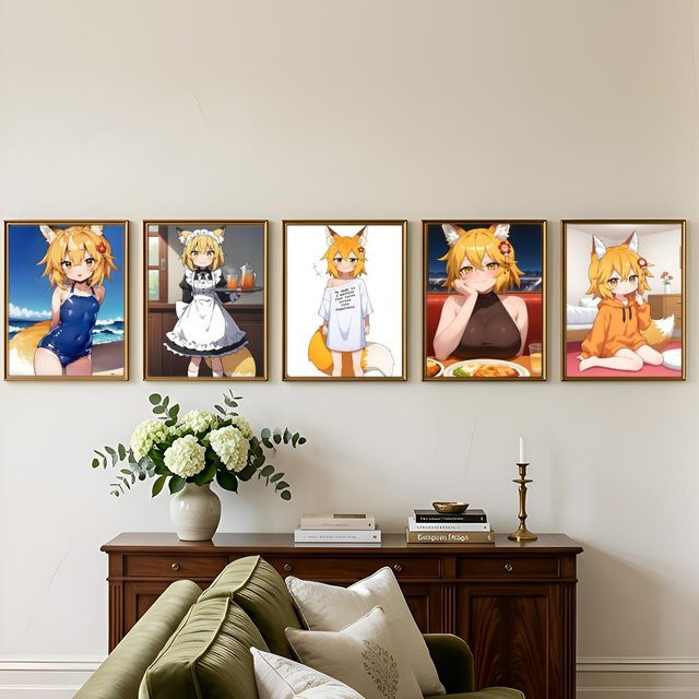 The Helpful Fox Senko San Cartoon-Poster, selbstklebender Wandaufkleber in Mehrfarbig und Weiß, HD-Wandkunst aus Papier, B/H: 20 x 15 cm - Bild 1