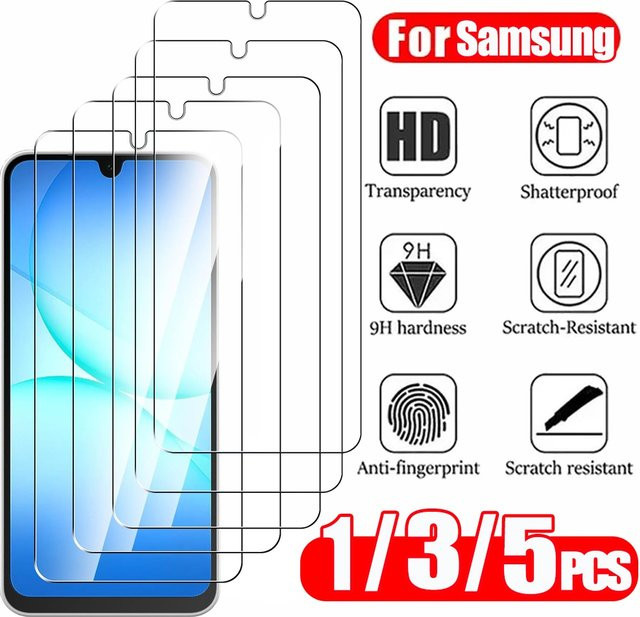 HD Displayschutzfolie aus gehärtetem Glas für Samsung Galaxy A17 A16 A15 A25 A24 A56 A36 A55 A54 A53 A52 A52S A51 in Transparent - Bild 1