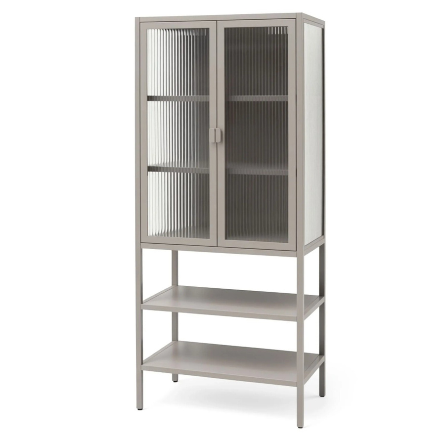 Osoltus Vitrine Schrank Industrial Style aus Stahl mit Riffelglas in Warm Grey, B/T/H: 60 x 35 x 146 cm - Bild 2