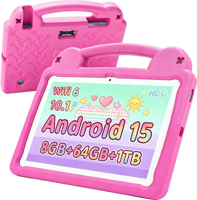 Paitanry Kinder-Lern-Tablet, 10,1 Zoll, Android, Rosa / Pink - Bild 1