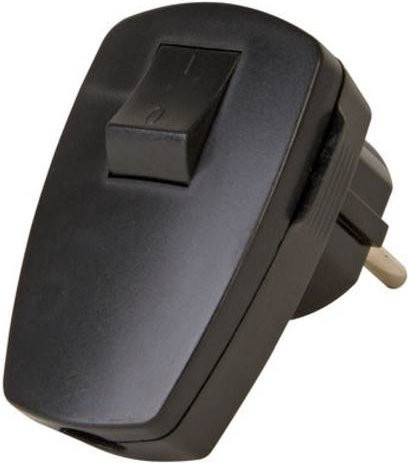 N & L 10233 Schutzkontakt-Winkelstecker aus Kunststoff mit Schalter, 230V, Schwarz - Bild 1