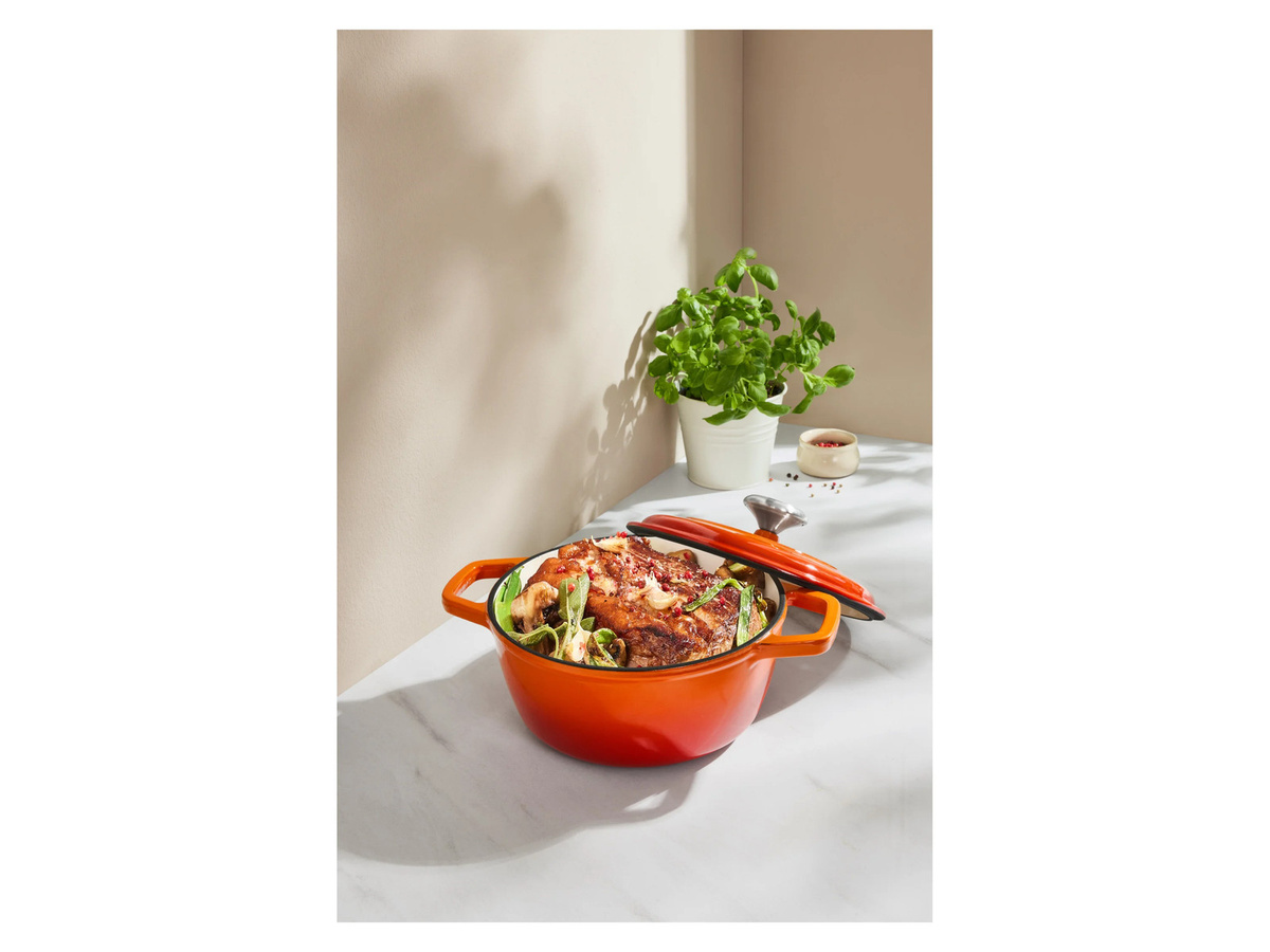 SILVERCREST Premium Gusseisentopf mit Emaille-Beschichtung in Orange - Bild 2