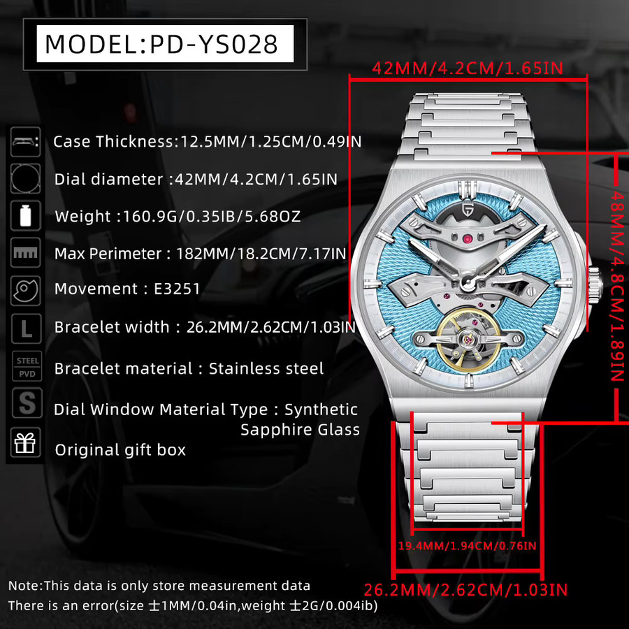 PAGANI DESIGN Armbanduhr Automatik, Edelstahl, Weiß, 42 mm, Herren - Bild 5