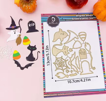 Alinacutle Metall-Stanzformen Geister-Katzen für Halloween und Weihnachten zum Basteln von Karten und DIY-Papierhandwerk - Bild 3