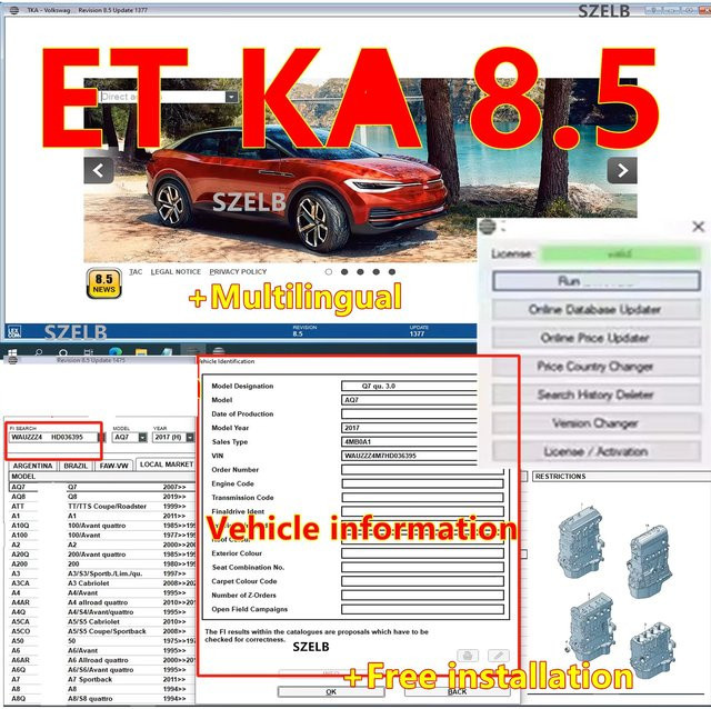 ETKA 8.5 Elektronischer Teilekatalog für Audi und VW Auto-Reparatursoftware Mehrsprachig - Bild 1