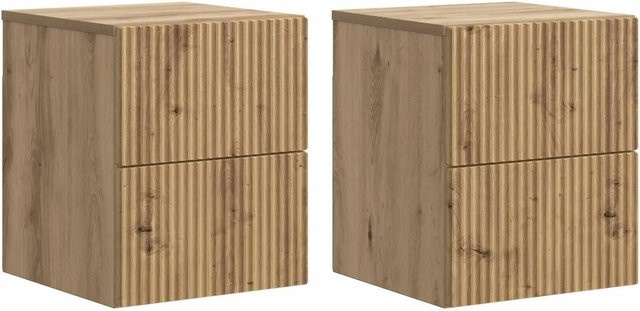 vidaXL Wandmontierter Nachttisch im Vintage-Stil aus Holzwerkstoff, 2er-Set, Eiche, Braun, B/T/H: 33 x 34,5 x 40 cm - Bild 1