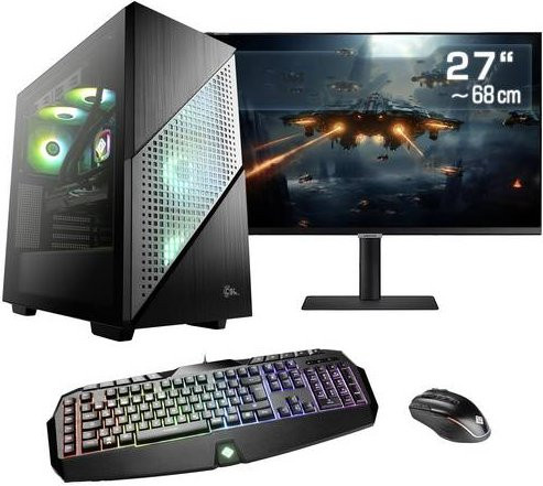 CSL Computer Gaming PC M10300 Desktop PC in Schwarz mit 27 Zoll WQHD Display, AMD Ryzen 7 7800X3D, 16GB RAM, 1000GB SSD und AMD Radeon RX 7900 XT 20GB GDDR6 - Bild 1