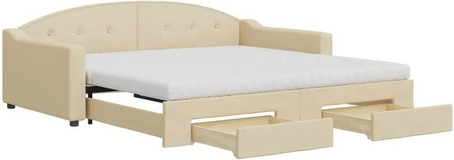 vidaXL Tagesbett ausziehbar mit Schubladen in Beige, B/T/H: 223 x 100 x 75 cm - Bild 1