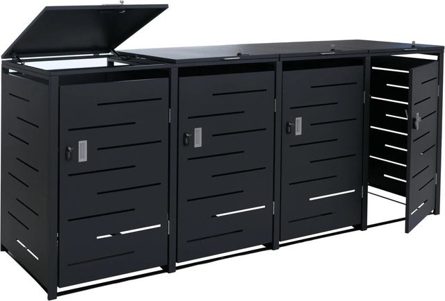 PROREGAL 4er-Mülltonnenverkleidung Mülltonnenbox aus Stahl in Anthrazit, H x B x T: 117 x 265 x 80 cm - Bild 1