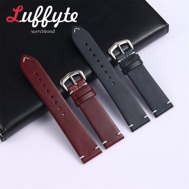 luffyte Uhrenarmband Rindsleder, Schwarz, Unisex - Bild 1