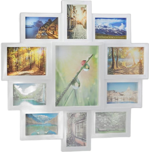 Relaxdays Bilderrahmen Collage Gallery aus Kunststoff in Weiß, B/H: 61,5 x 61,5 cm, Tiefe: 2 cm - Bild 1