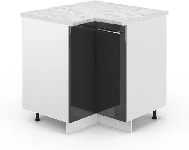 Vicco Eckunterschrank Fame-Line Küchenunterschrank in Anthrazit Hochglanz und Weiß mit Soft-Close-Türen, B/T/H: 80,5 x 60,0 x 82,0 cm - Bild 1