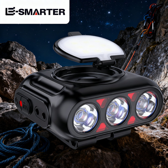ESMARTER LED-Stirnlampe mit wiederaufladbarer Lithiumbatterie in Schwarz - Bild 1