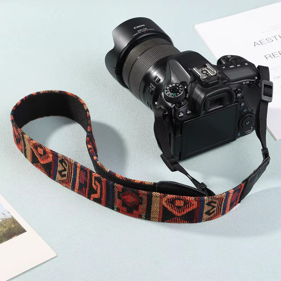 Vintage Kamera Schultergurt aus PU Leder im ethnischen Retro-Stil für Nikon und Sony DSLR/DSL, Mehrfarbig - Bild 4
