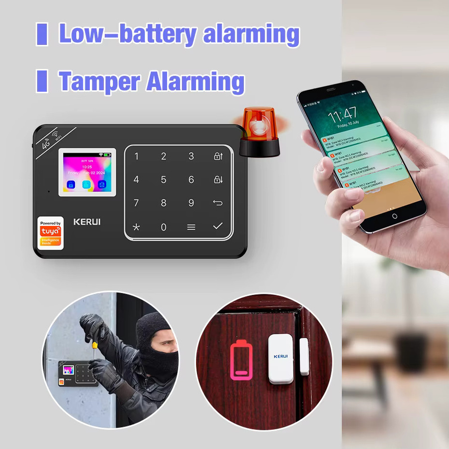 KERUI 4G GSM WiFi Wireless Home Alarm System Kit mit Motion Sensor und Tür Sensor, Tuya Smart Leben kompatibel, Alexa Unterstützung, Modell W184 - Bild 6