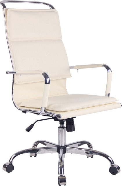 TPFLiving Bürostuhl Beta in Creme, moderner Schreibtischstuhl aus Kunstleder mit Armlehnen und Rollen, B/T/H: 58 x 63 x 120 cm - Bild 1