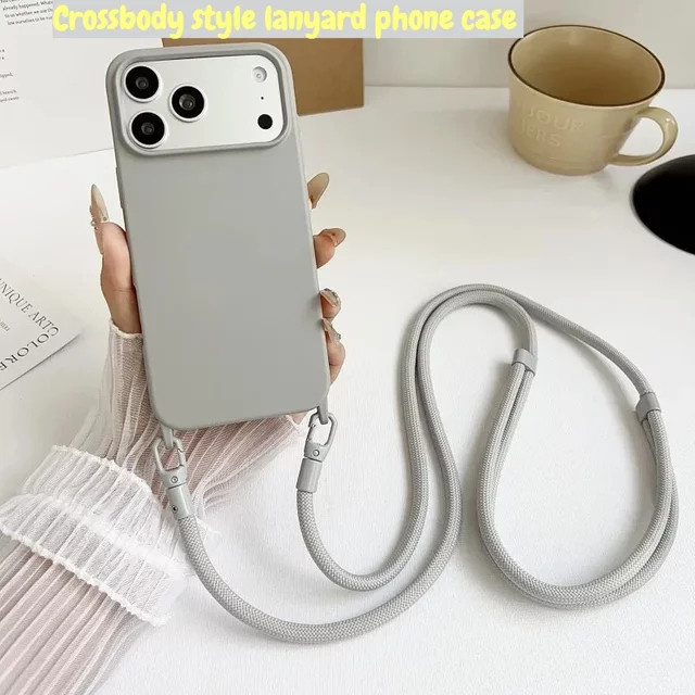 Crossbody-Lanyard-Handyhülle mit mattem Finish in Schwarz für Apple iPhone 17 Pro Max 16 15 14 13 12 11 Plus - Bild 1