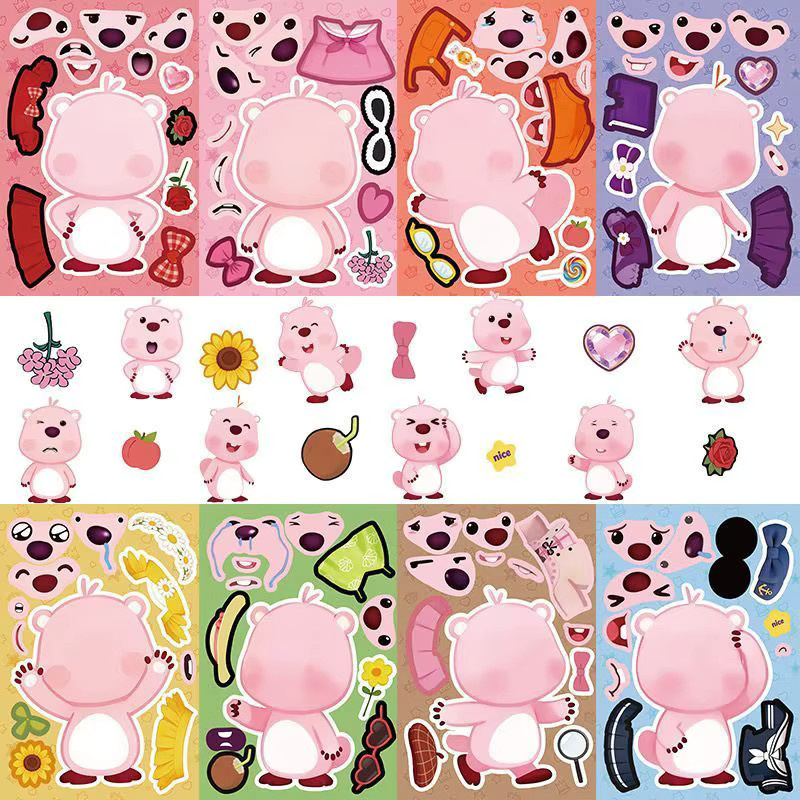 Bandai Loopy Baby Beaver DIY-Puzzle-Aufkleber, 8-teiliges Set - Bild 2