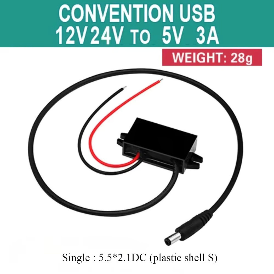 Waohei DC-DC Abwärtswandler Typ-C USB-Abwärtsmodul Netzteil Ausgangsadapter 12 V 24 V auf 5 V 3 A 15 W Schwarz - Bild 3