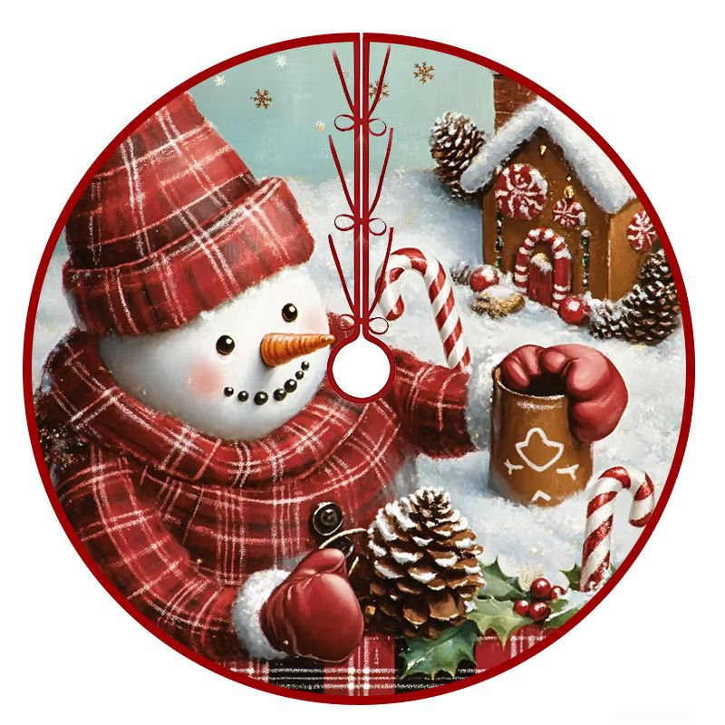 VIKAMA Weihnachtsbaum Rock mit Schneemann und Lebkuchenhaus Motiv zur Weihnachtsdekoration - Bild 2