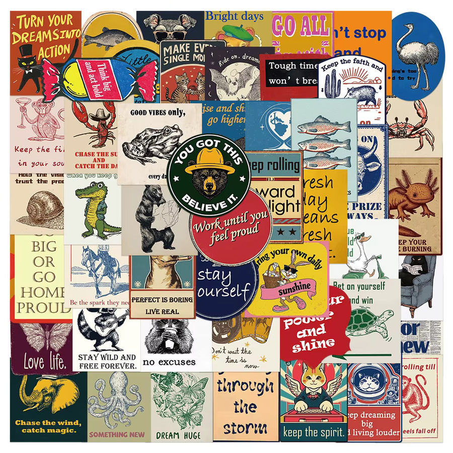 Rspctou Retro Amerikanische Vintage Tier-Cartoon-Sticker, 10/30/50 Stück - Bild 2