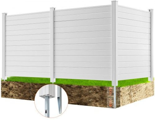 VEVOR Sichtschutzzaun Set aus 3 Paneelen aus PVC und verzinktem Metall in Weiß, B/H: 122 x 122 cm, ideal als Windschutz und Sichtschutz für Pool oder Klimaanlagen - Bild 1