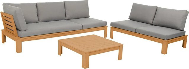 acamp Loungeset GRANADA in Grau mit 5 Sitzplätzen aus Akazienholz und UV-beständigen Polyester-Auflagen - Bild 1